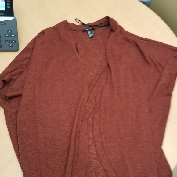 Drapey Rust-Colored Half-Sleeved Cardigan - Picture 3 of 3